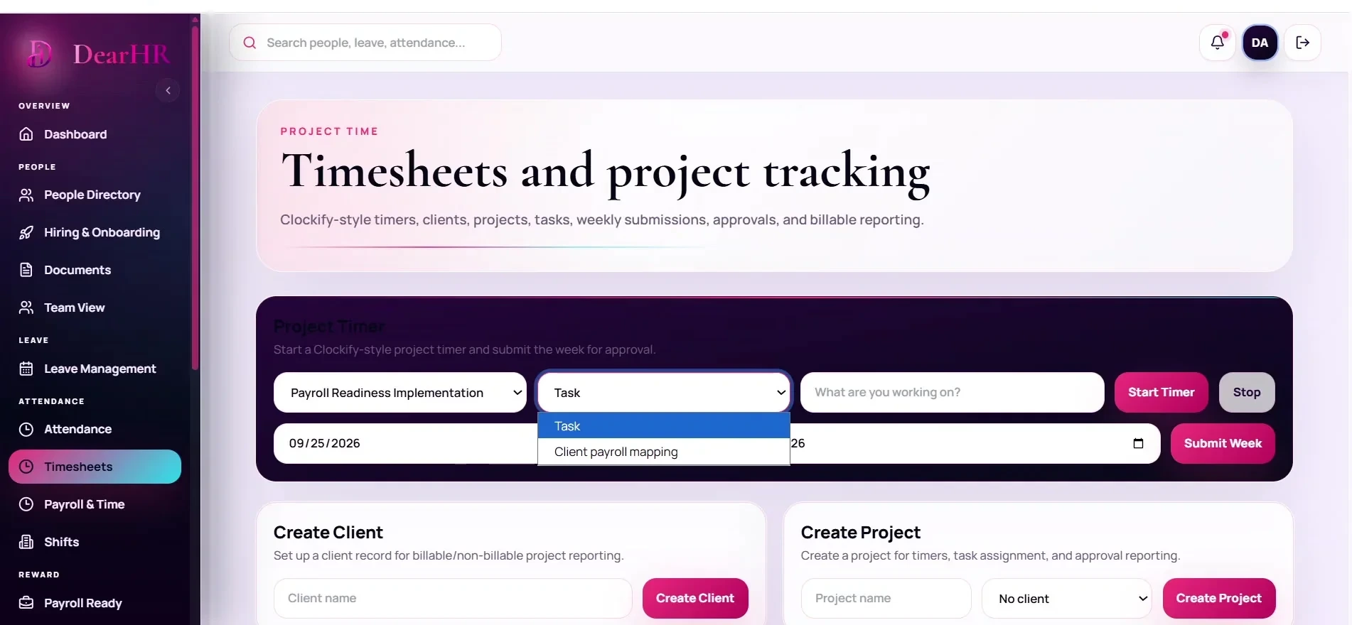 DearHR — Timesheets