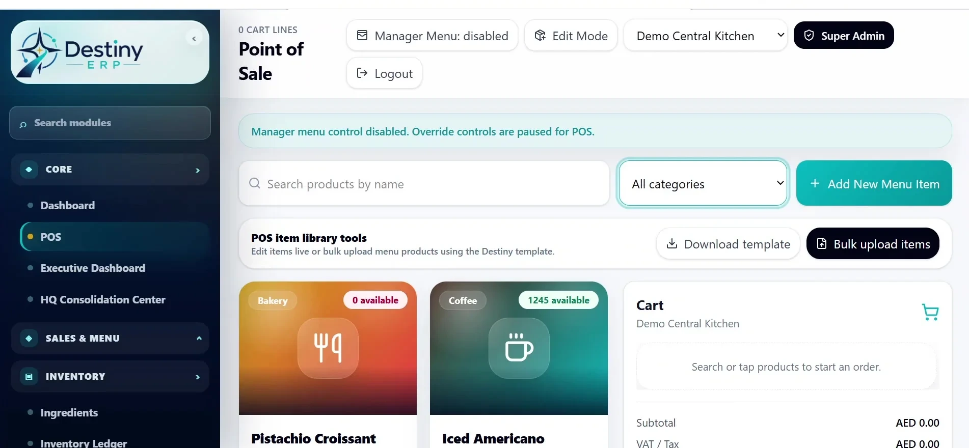 Destiny ERP — Sales & POS