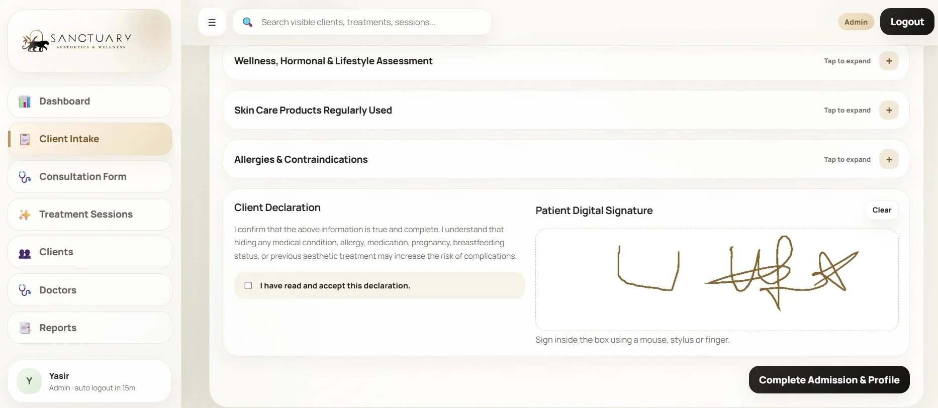 Sanctuary Aesthetics ERP — Consent